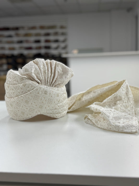 Groom Wedding Turban- Ivory AdjustableTurban(with velcro)- Safa Turban/Pagdi/Premade Turban/ Wedding Safa/Turban