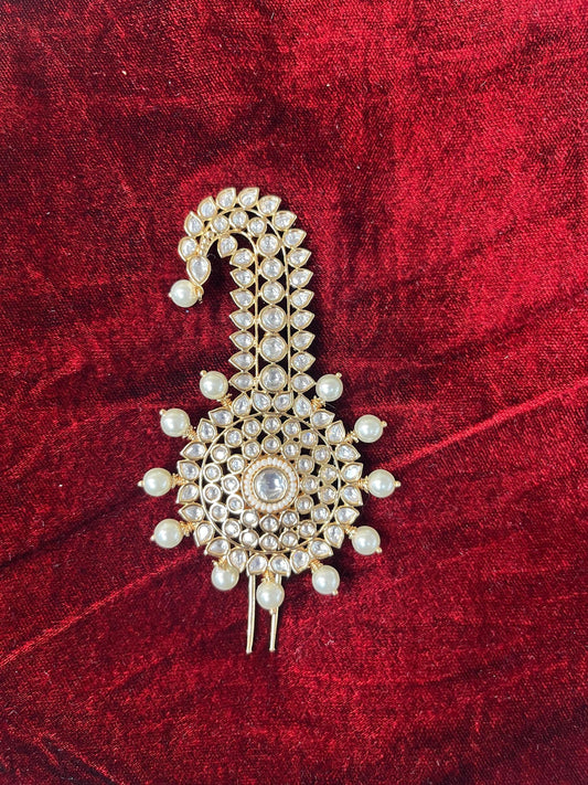 Indian Groom Wedding Accessories- Pachi Kundan Kalangi/Kalgi for Men's Safa/Groom Pagdi