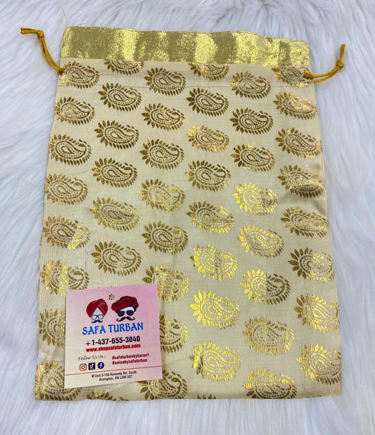 Indian Wedding- Desi Mithai/ Bhaji/Ladoo Bag- Potli Bag for Return Gifts Wedding II Sweets Bag Gift II Golden large size potli