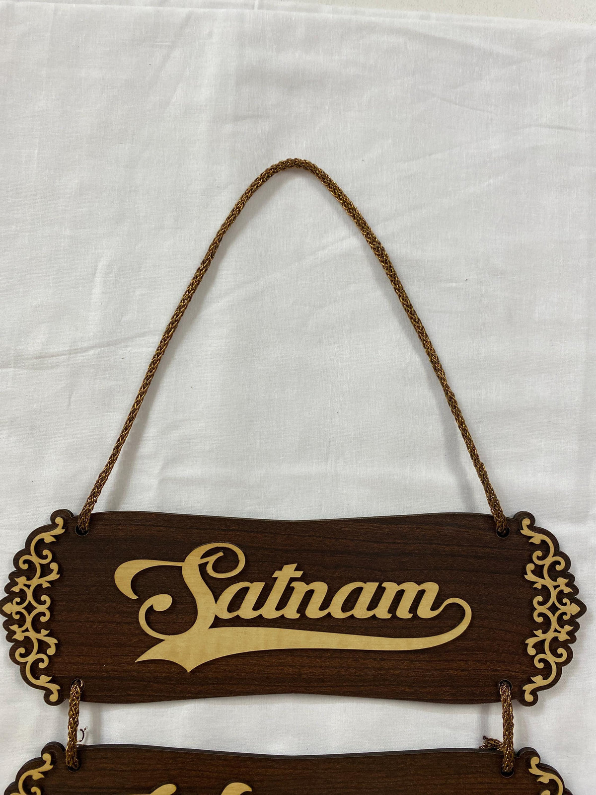 Wall hanging I Satnam Waheguru (Brown,English)I Wooden Wall Hanging | Door Hanging | Home Decor Accessory