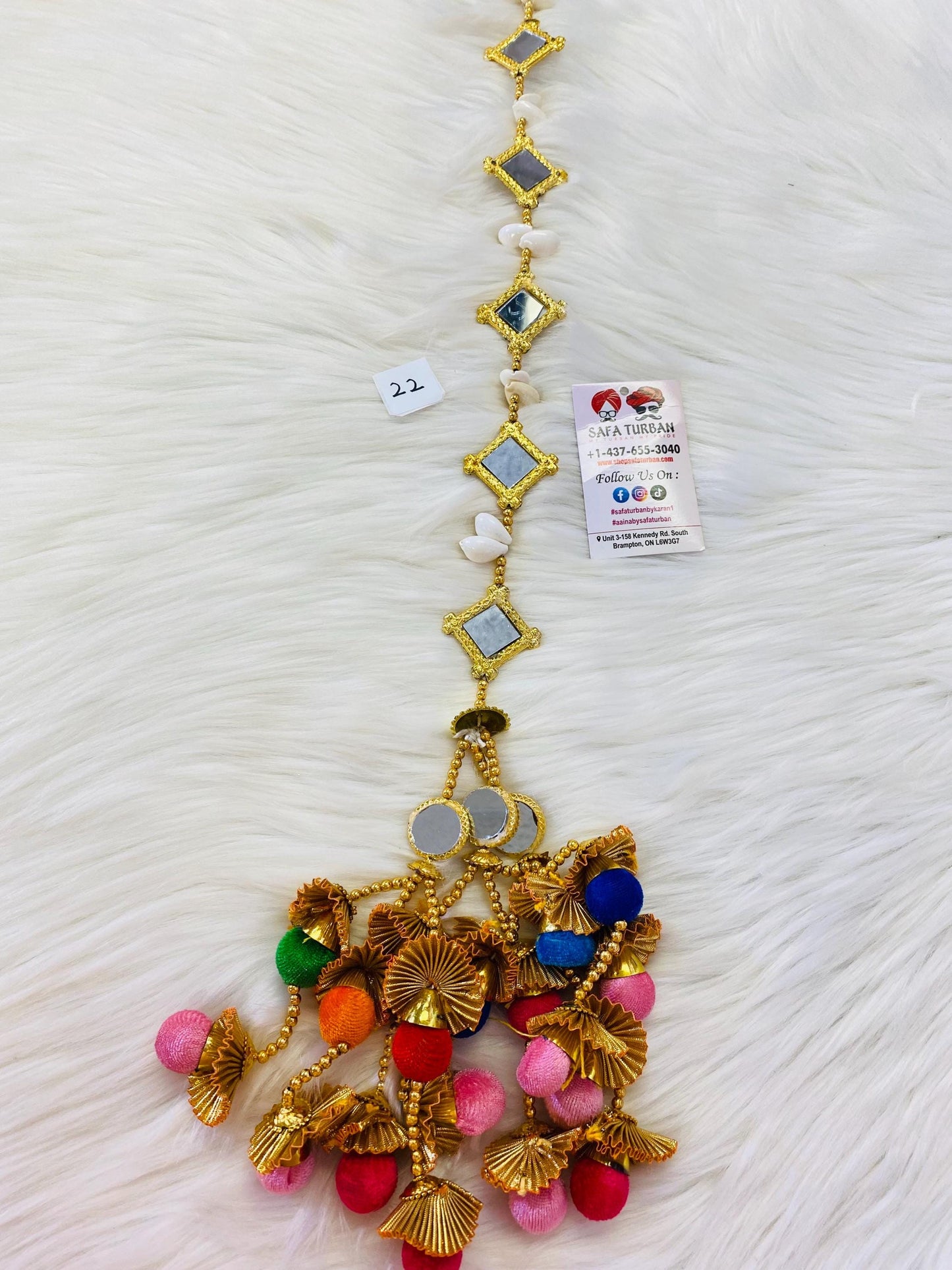 Punjabi Golden and multi Colour Fabric Parandi Tassles Hair Extensions with Beads for Women and Girls (Sold per piece)