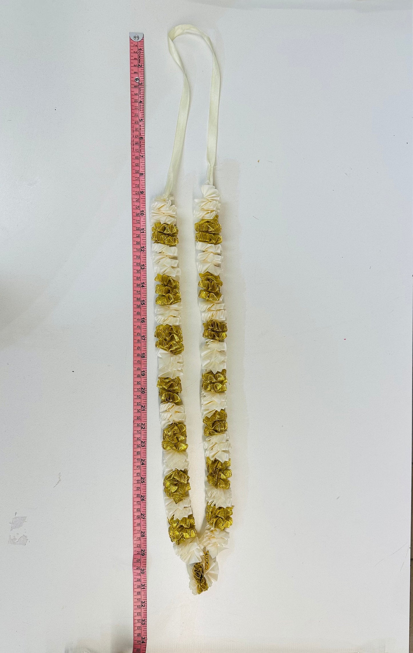 Wedding Accessories- Handmade Artificial Flower Garland/Mala for Milni (Golden/White)