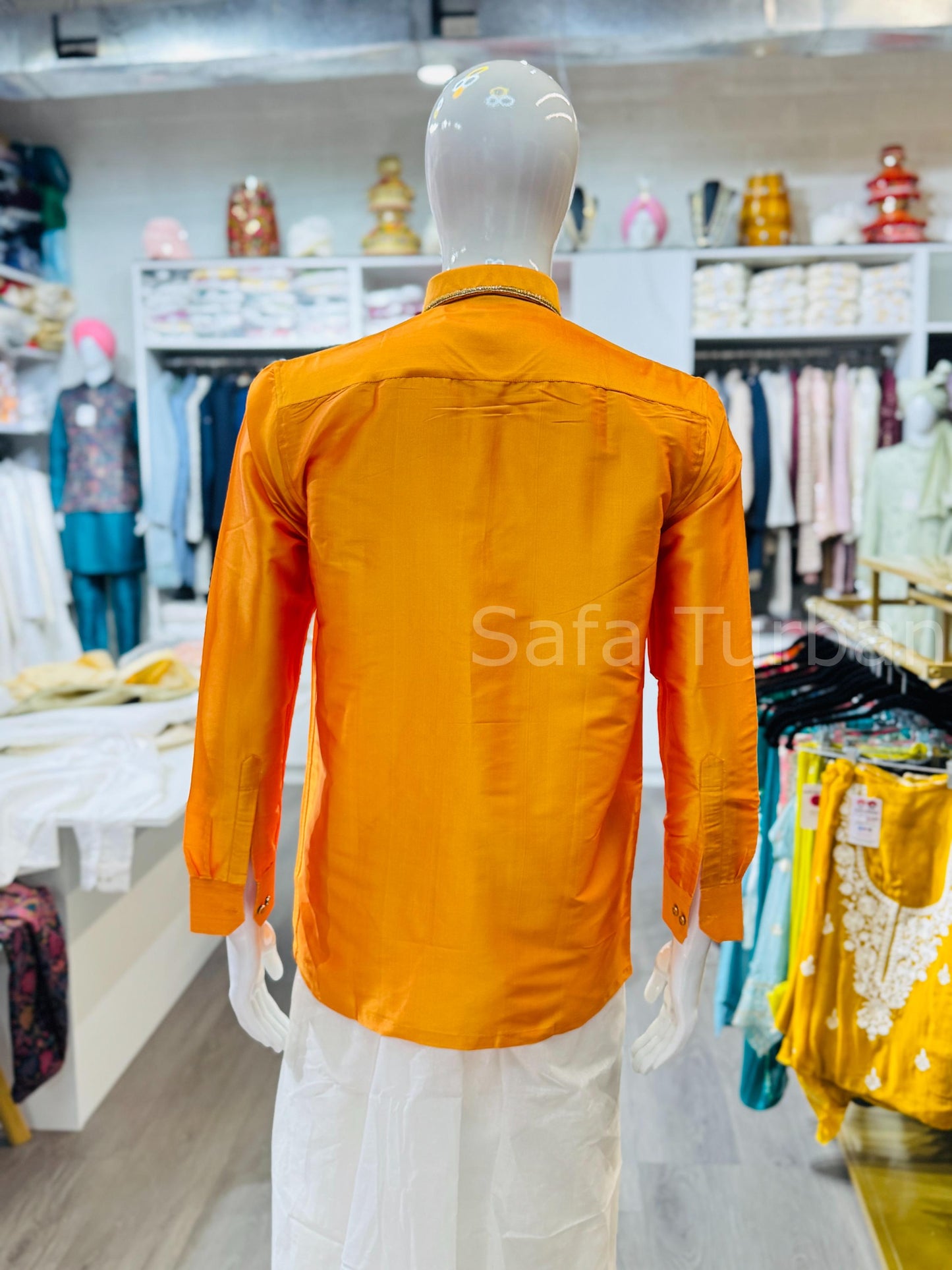 Silk Casual Shirt (Yellow/Orange)