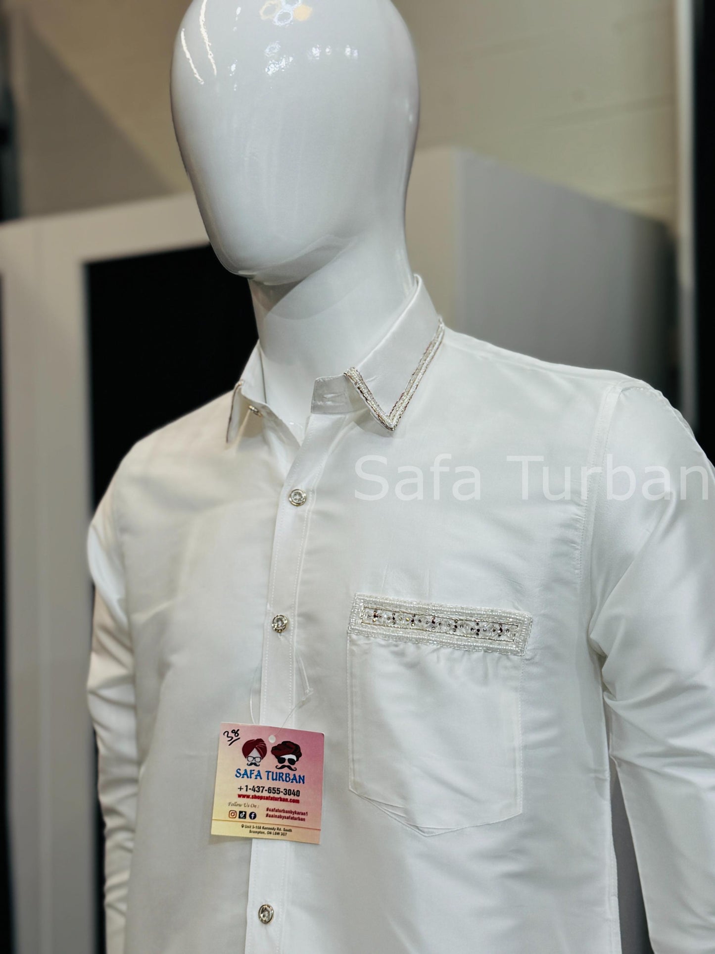 Solid Pure Silk Casual Shirt (White)