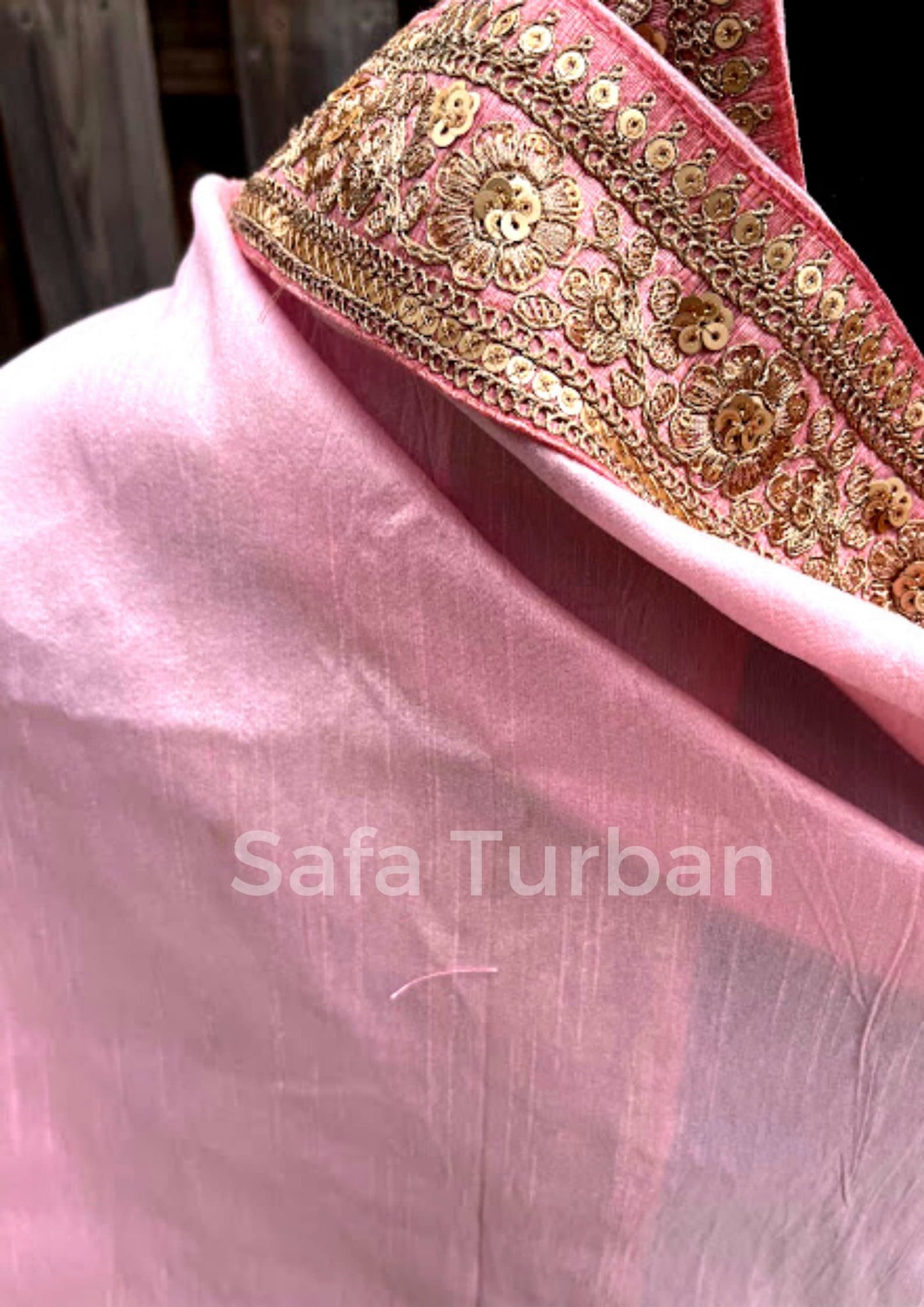 Groom Wedding Shawl- Raw Silk Fabric Shawl for Groom with Golden Border (Pink) I Groom Palla I Wedding Duppata I Wedding Shawl