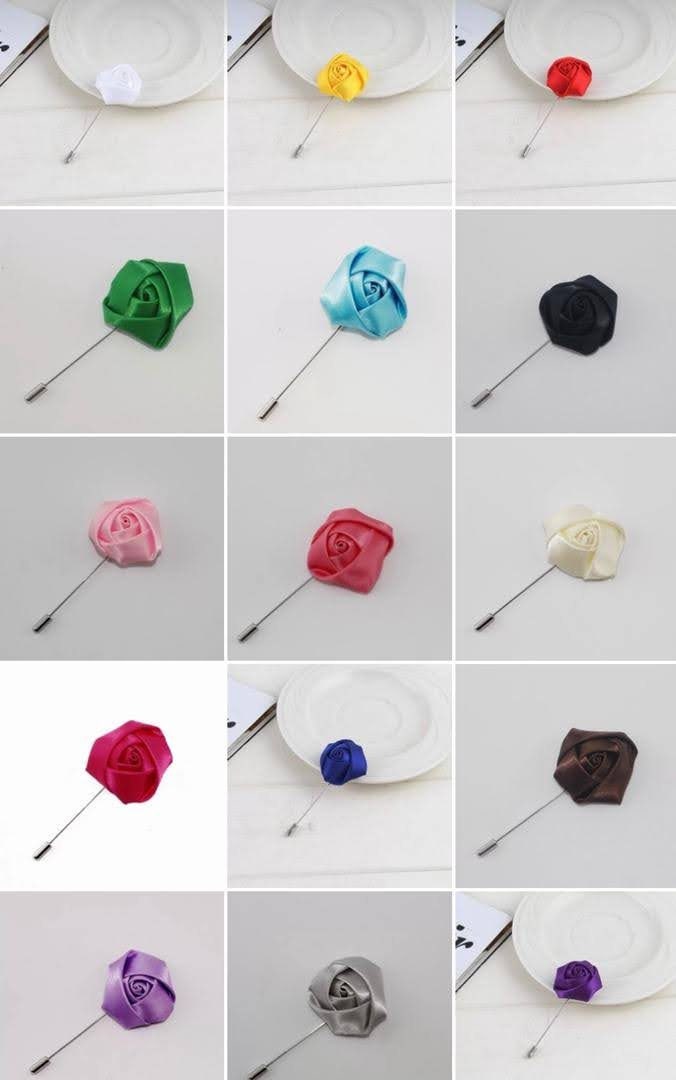 Men- Wedding Groom and Groom's men Boutonniere Pins (Silk Flowers Roses)/ Suit Accessories