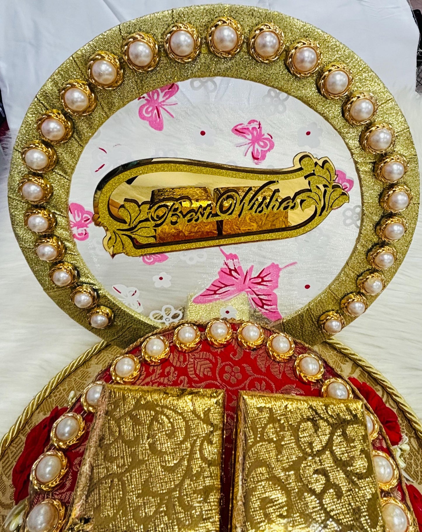 Decorative Engagement Round Ring Platter/ Hand Crafted Decorative Platter For Ring Ceremony/Ring Tray/Ring Box