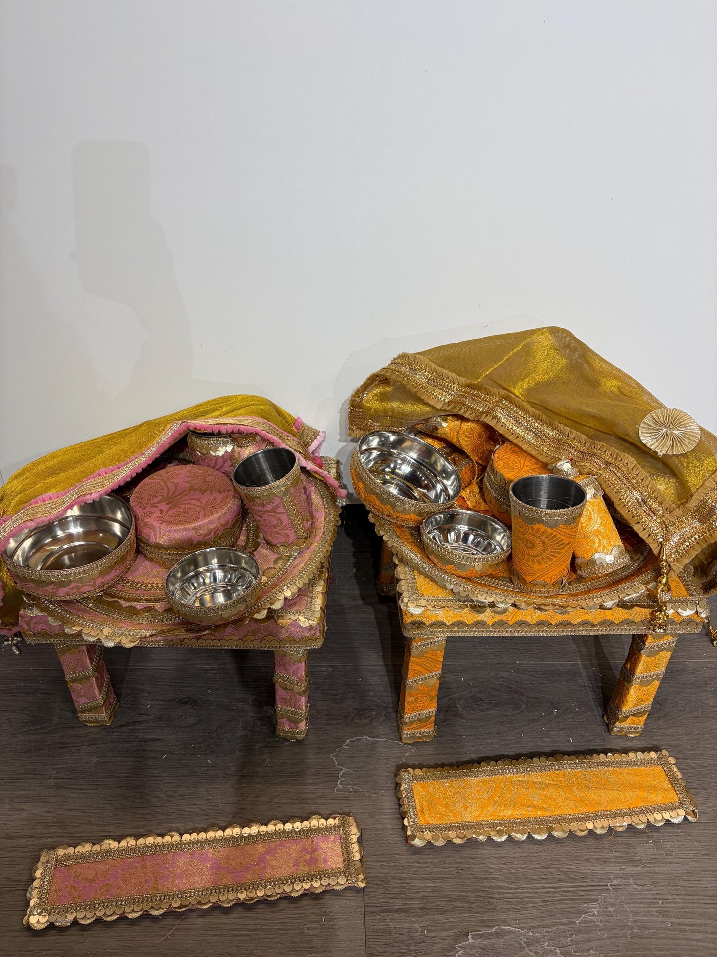 Indian Wedding Accessories- Bride/Groom Mehndi Mayian/ Haldi/ Maiyan/ Vatna Ceremony- Full Set