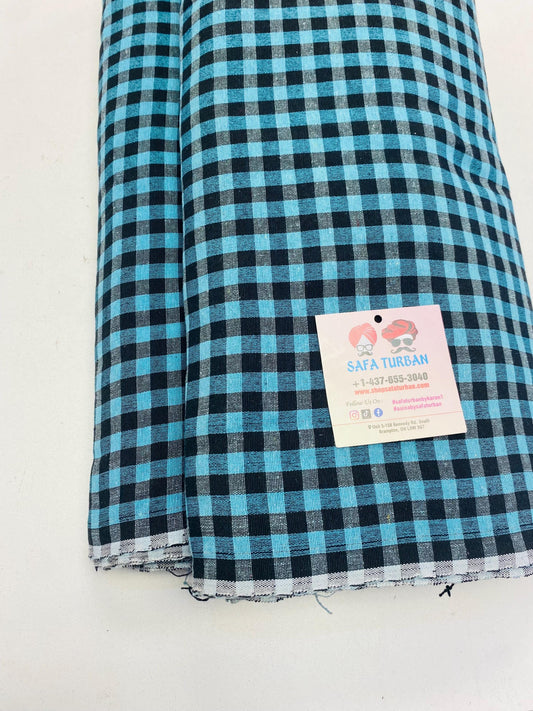 Sikh Desi Parna (Dabbi wala)- Unstitched Sea Green & Black Check Parna