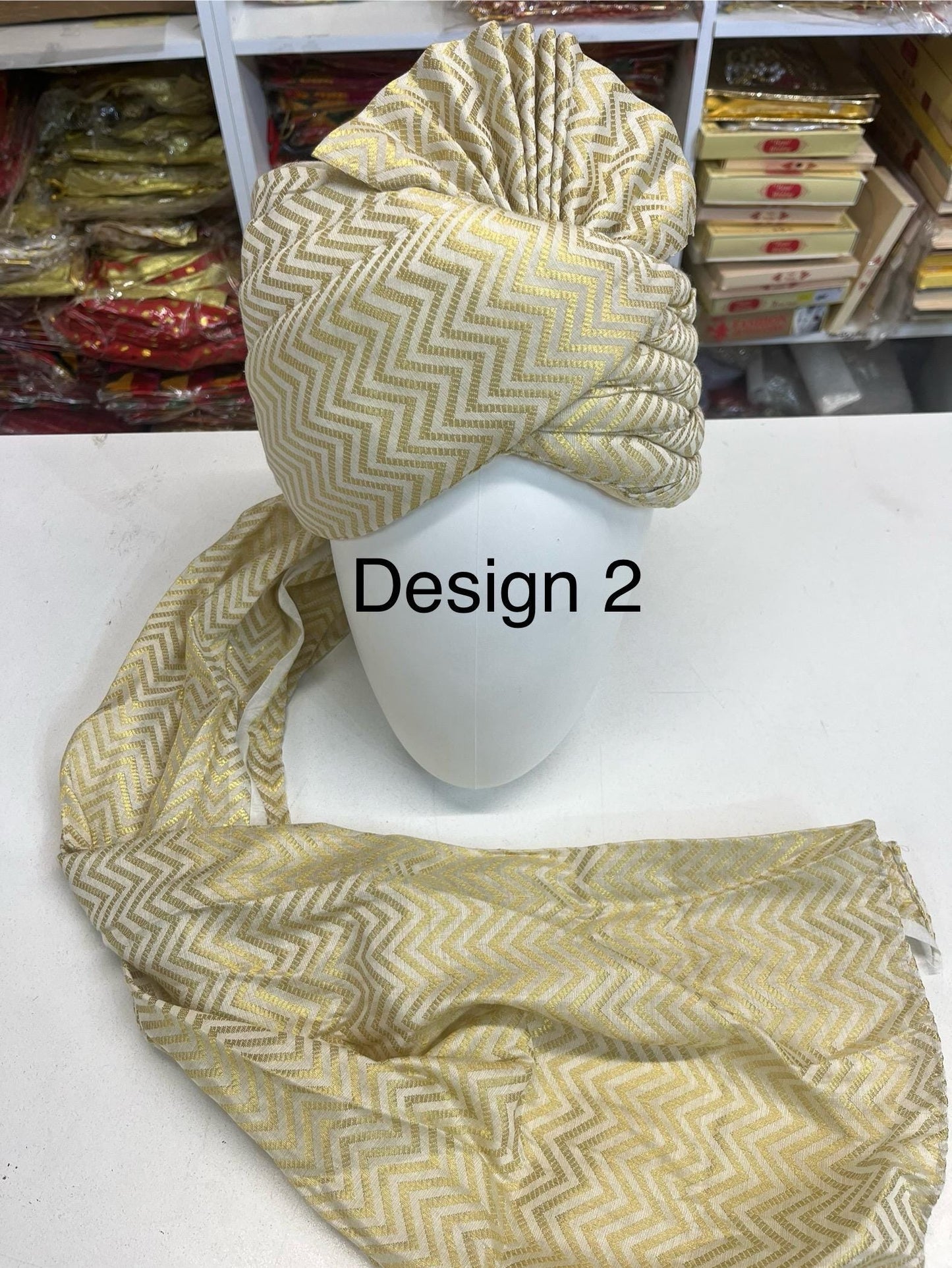 Groom Wedding Turban- Beigh/Cream Adjustable Turban(with velcro)- Safa Turban/Pagdi/Premade Turban/ Wedding Safa/Turban
