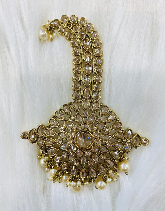 Indian Groom Wedding Accessories- Kundan stone Kalangi/Kalgi for Men's Safa/Groom Pagdi