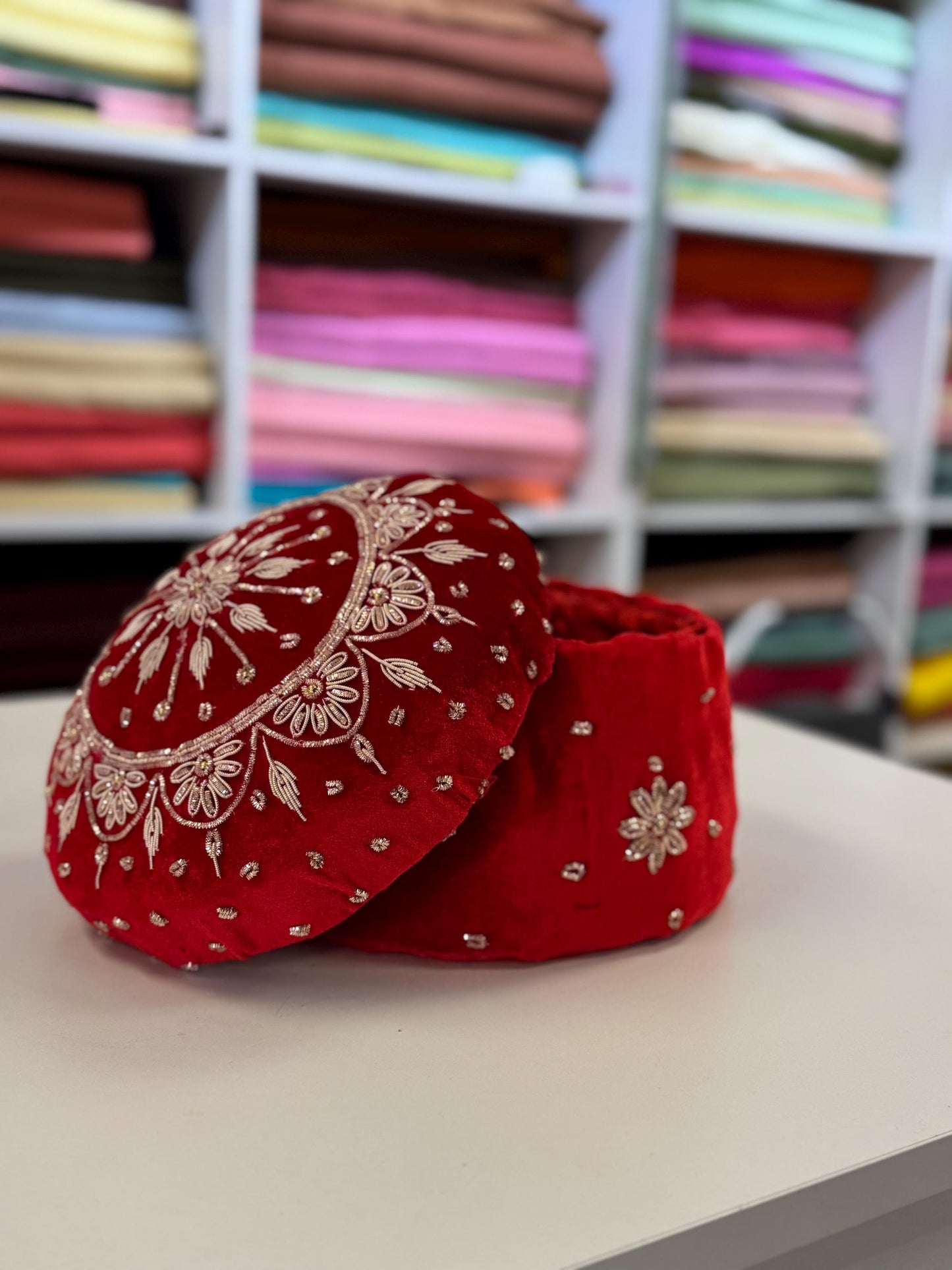 MULTI PURPOSE handcrafted velvet hand embroided Box- Trousseau Box- Bangle/jewellery/kaleere Storage Box