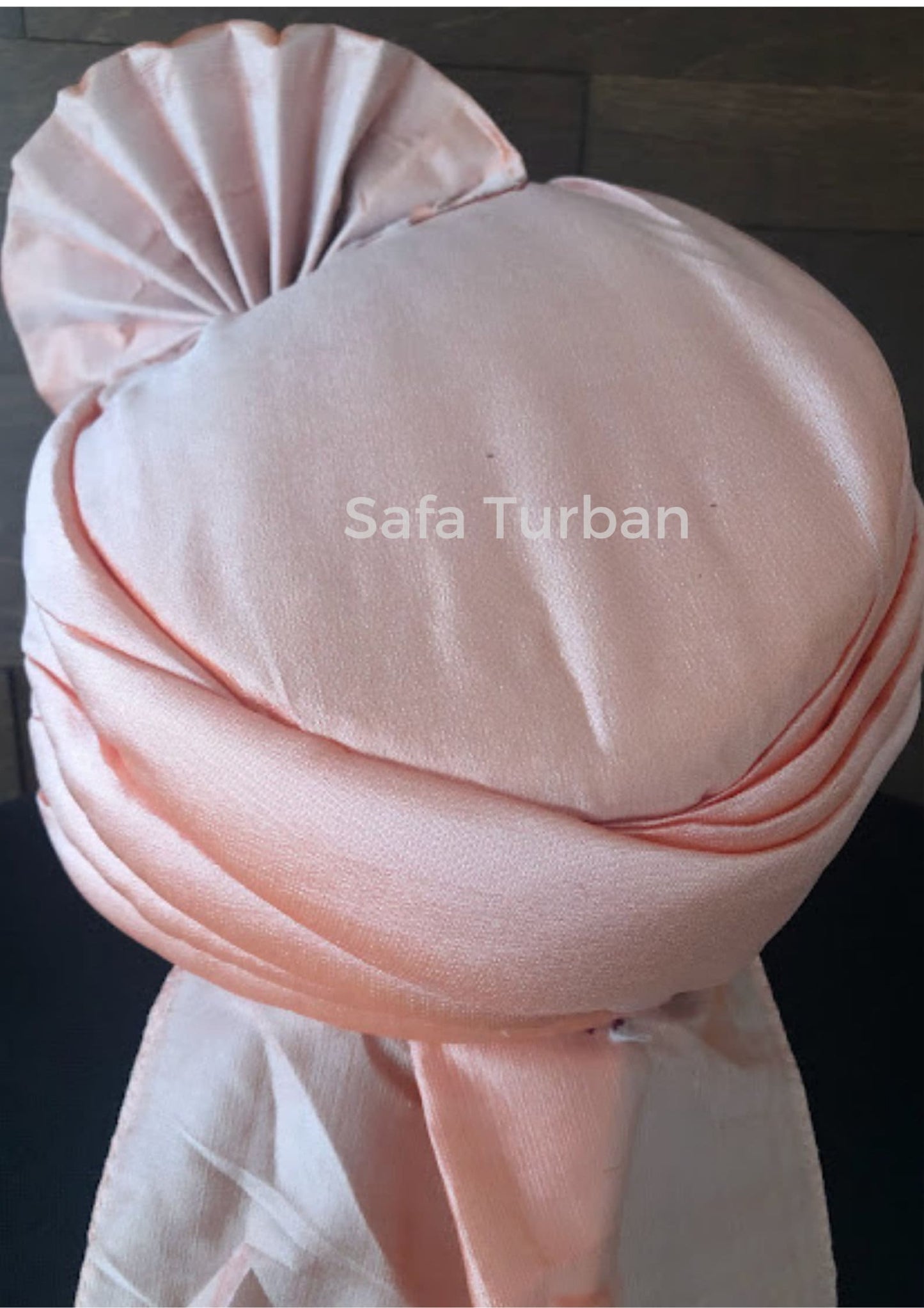 Indian Wedding- Silk Fabric handmade Safa for groom in Peach colour, Groom Head Safa Turban/Pagdi Headwrap for Dulha