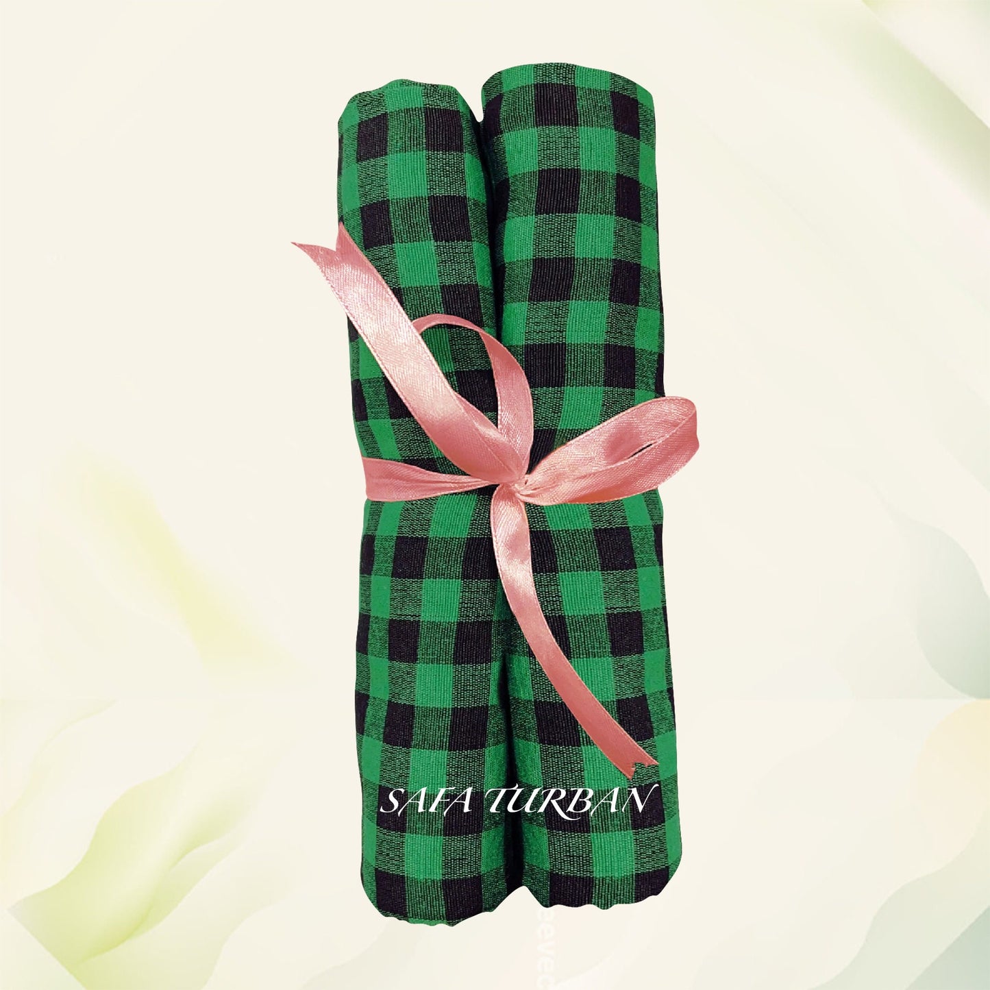 Unstitched Green& Black Check Turban (Check Parna)