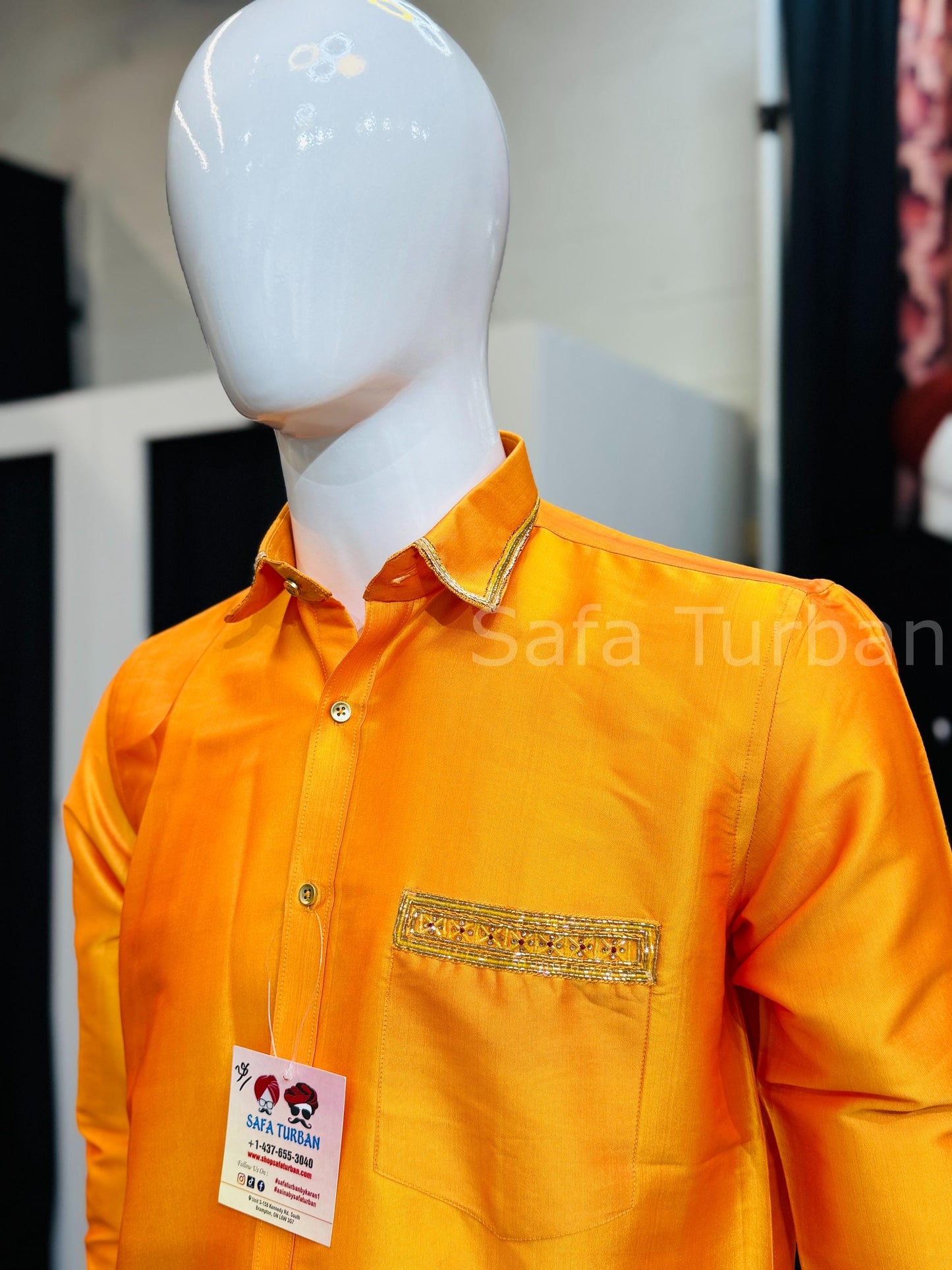 Silk Casual Shirt (Yellow/Orange)