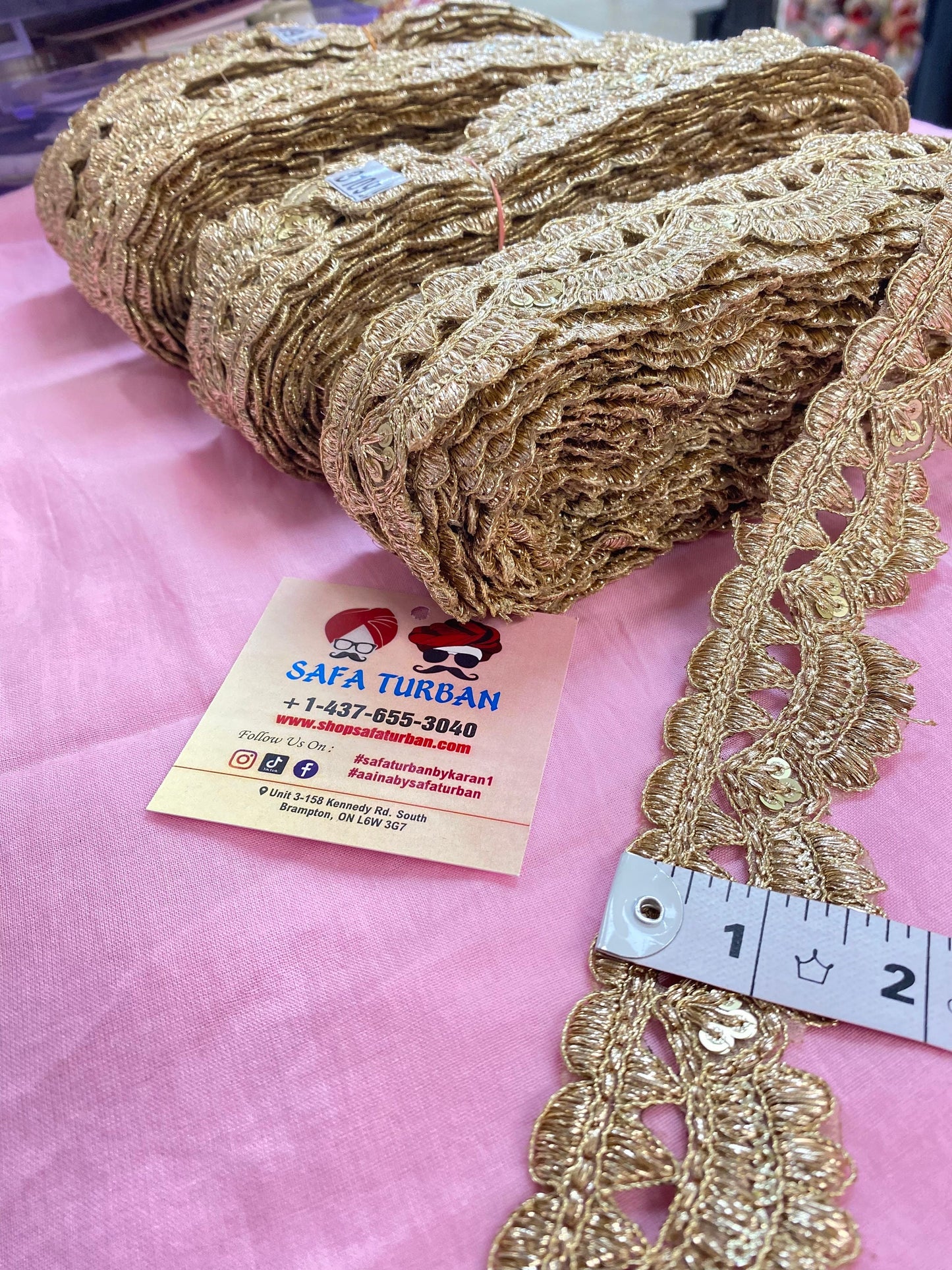 Golden  CutWork Lace 1.5"(inch) for Dresses, Sarees, Lehenga, Suits, Blouses, Dupatta, Chunri, and Craft (9 meters roll)