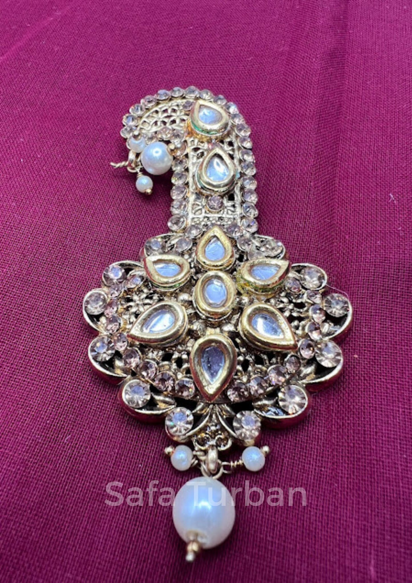 Indian Groom Wedding Accessories-  Kundan Kalangi/Kalgi for Men's Safa/Groom Pagdi