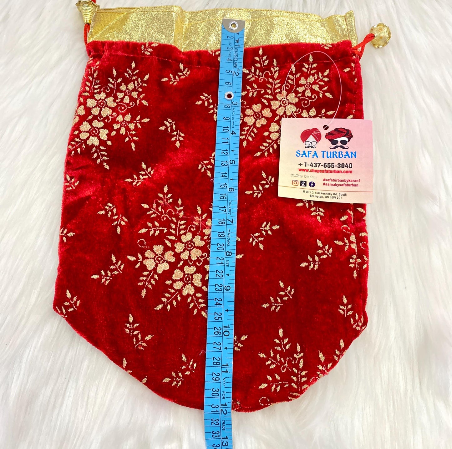 Indian Wedding- Desi Mithai/ Bhaji/Ladoo Bag- Potli Bag for Return Gifts Wedding II Sweets Bag Gift II Print potli (Red)