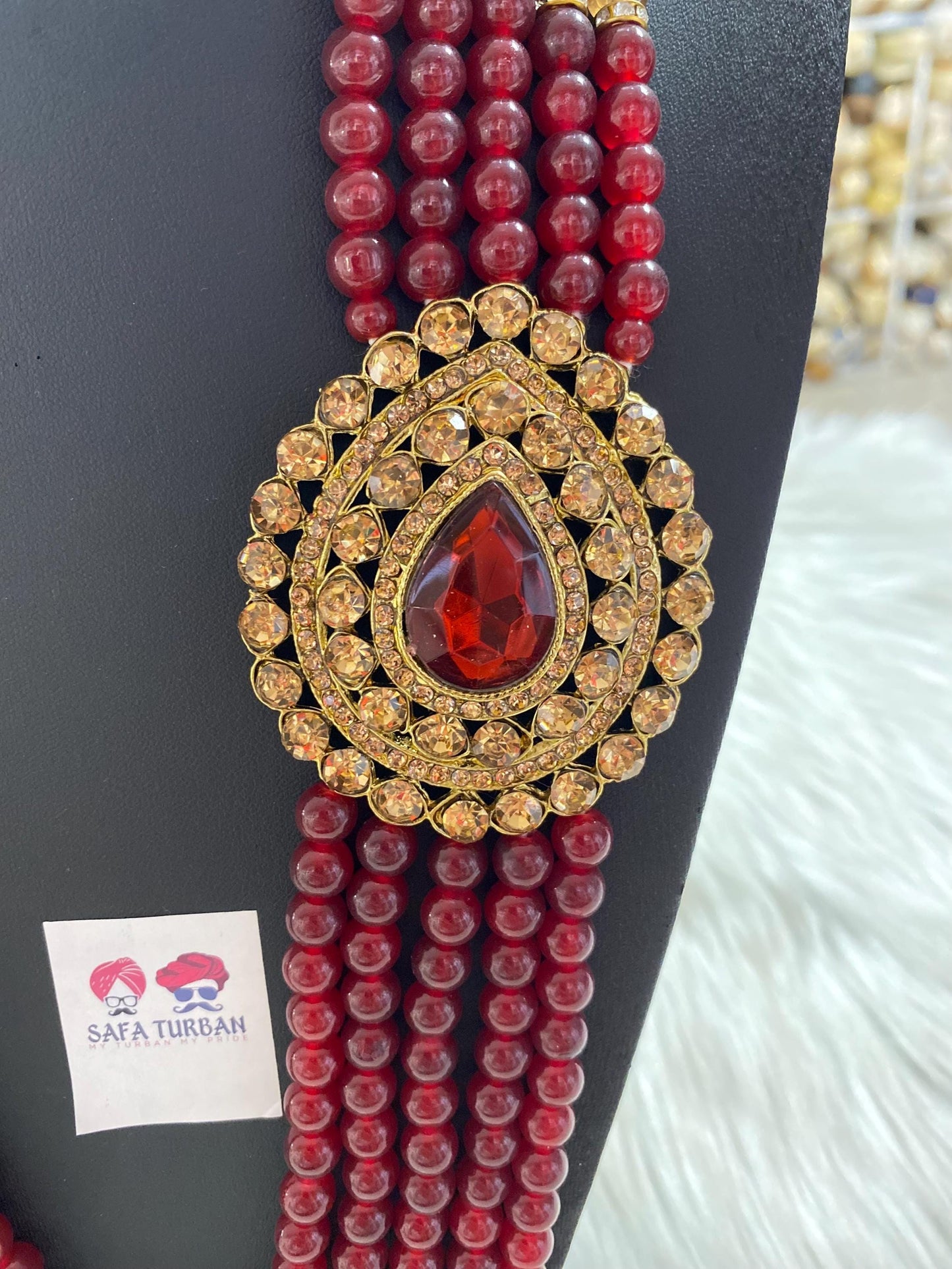 Indian Wedding- Pearl Stone & Studded Necklace for Men/Groom for Wedding