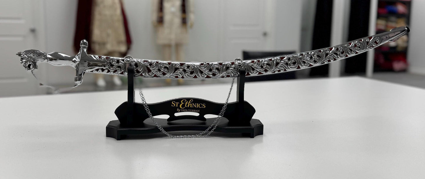 Indian Wedding Decorative Sword/Kirpan- Silver Sword with Silver work handle/For wedding purpose/Indian Rajput Wedding Sword