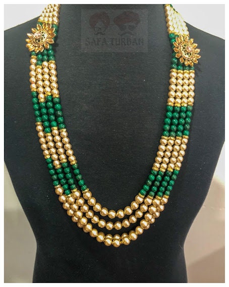 Indian Wedding- Pearl Stone & Studded Necklace for Men/Groom for Wedding