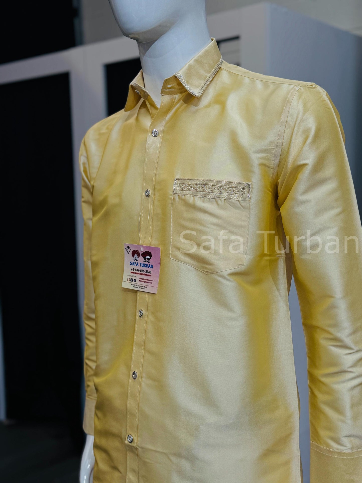 Solid Silk Casual Shirt (Gold)