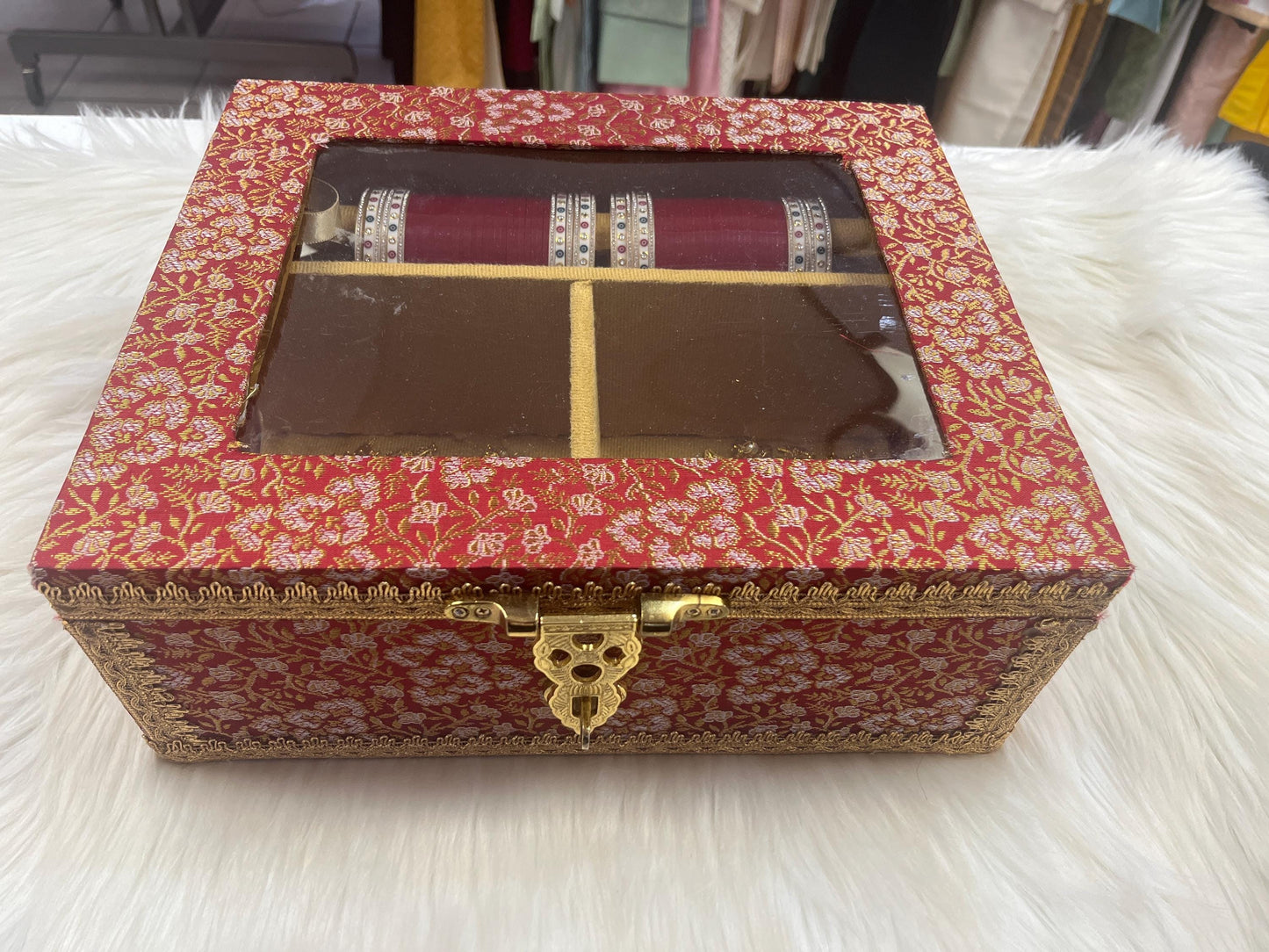 Churra /Kalira Box- Brocade handcrafted Box- Trousseau Box- Churra Kalire Box- Bridal Chura- Bridal Chuda Bangles- Bangle Storage Box