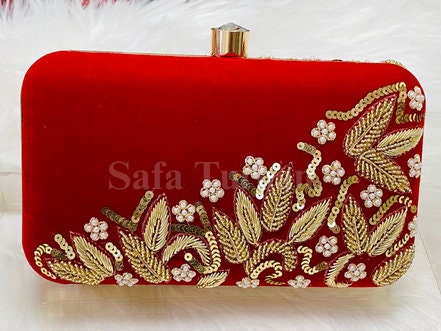 Customize Handmade beautiful bling box clutch, clutch, wedding purse, embroidery purse, clutches, detachable chain sling strap