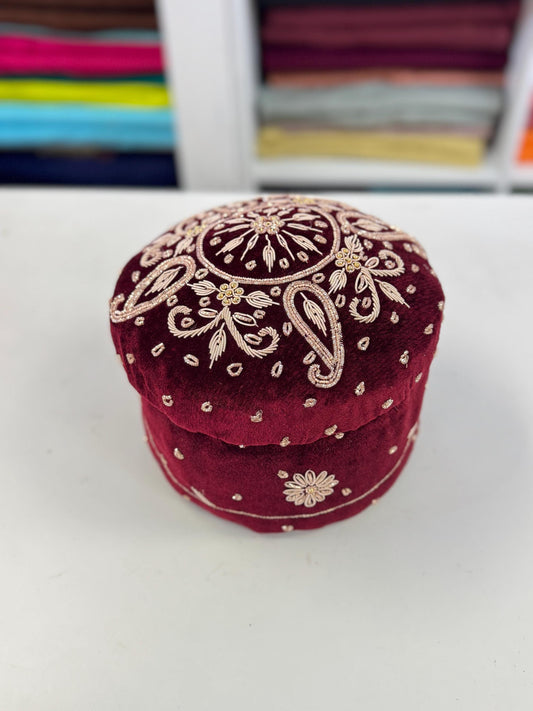 MULTI PURPOSE handcrafted velvet hand embroided Box- Trousseau Box- Bangle/jewellery/kaleere Storage Box