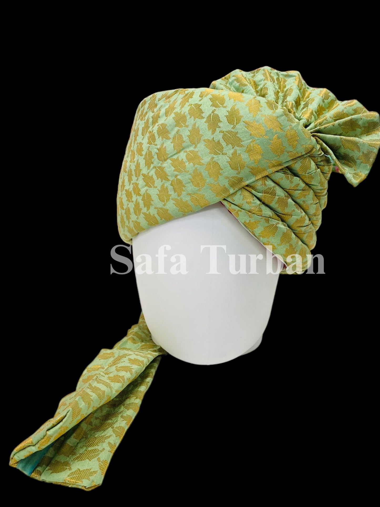 Indian Wedding- Silk Fabric handmade Safa for Groom in Green colour, Groom Head Safa Turban/Pagdi Headwrap for Dulha