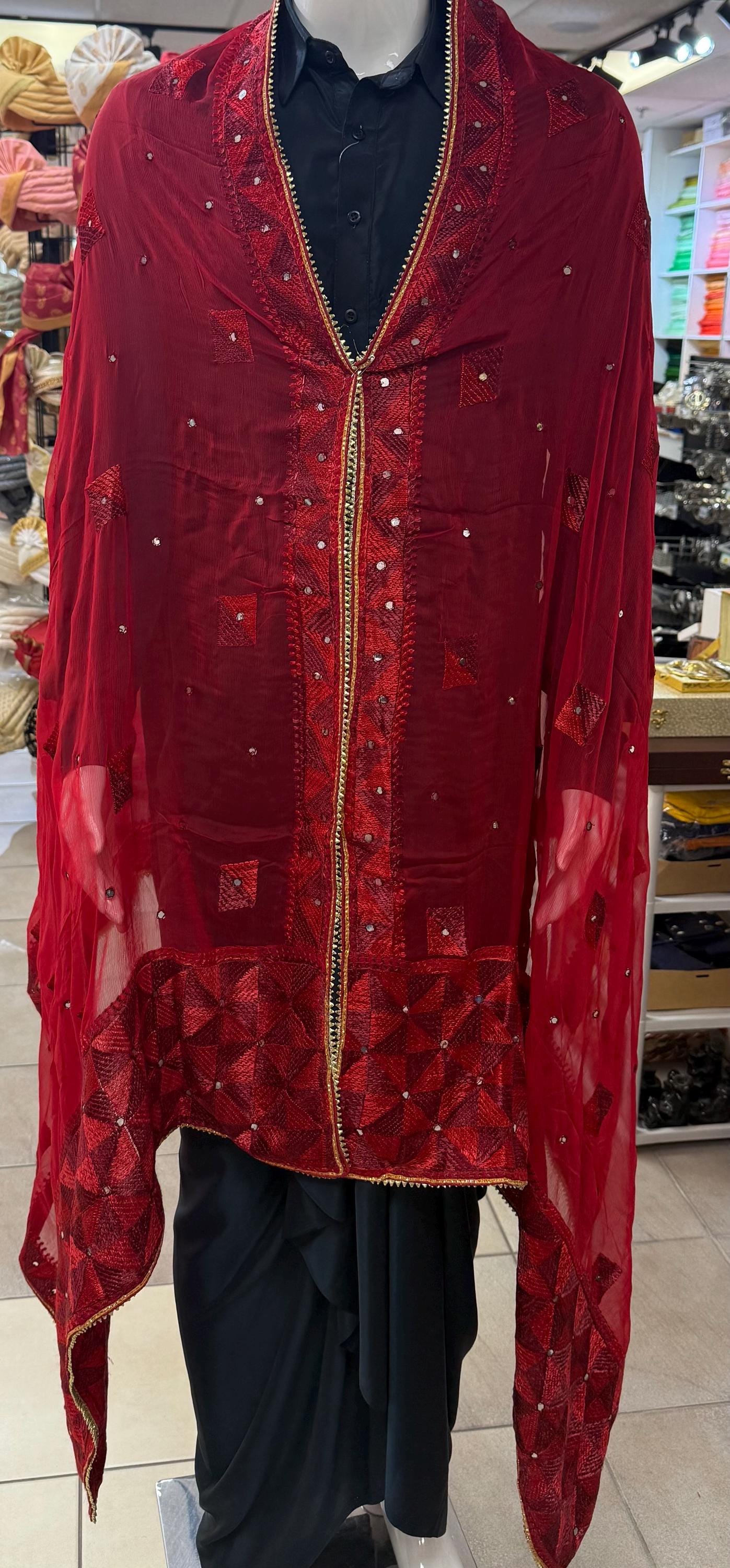 Phulkari Dupatta- Women's Beautiful Phulkari Dupatta, Scarf,Multicoloured  Phulkari Chunni, Dupatta