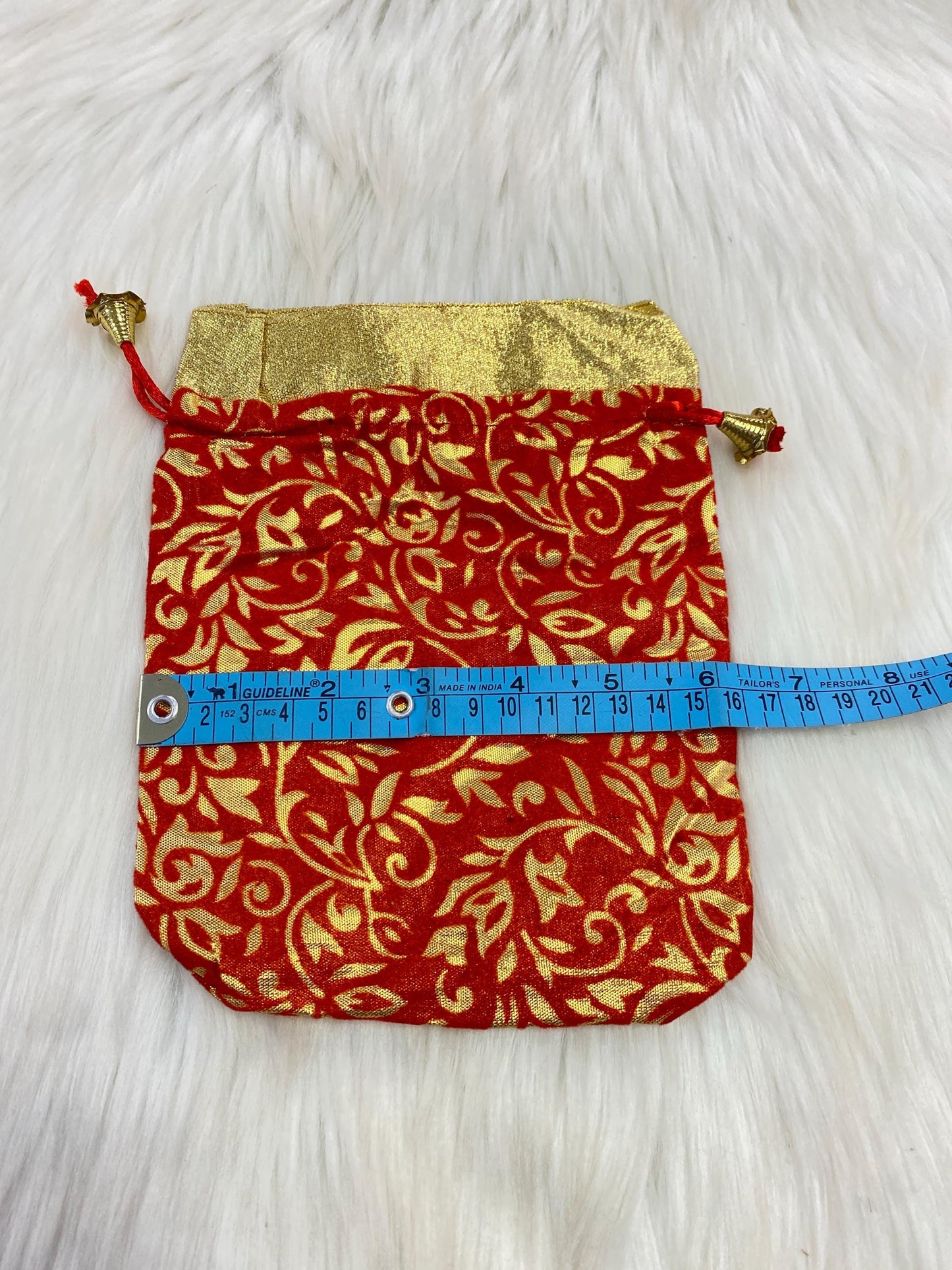 Indian Wedding- Desi Mithai/ Bhaji/Ladoo Bag- Potli Bag for Return Gifts Wedding II Sweets Bag Gift II Printed potli (Rust)