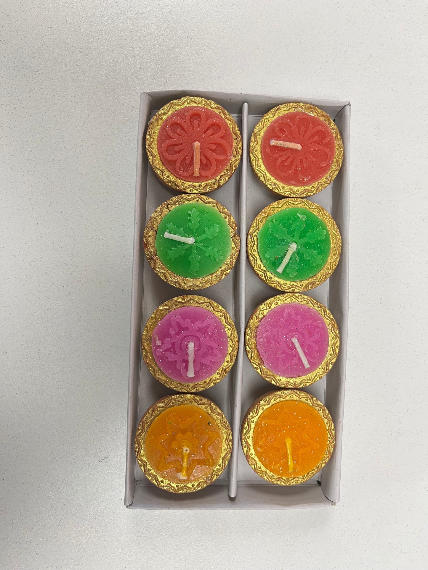 Hand Made Diya Tea Light Candles Holder  for Diwali Decoration | Decorative Diya ( Incl. Wax Tea Lights) (set of 6)