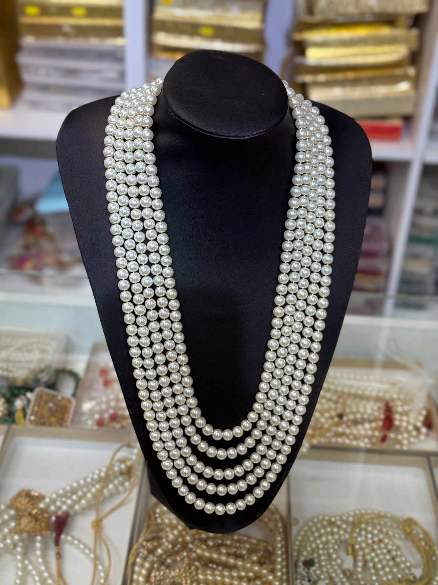 Indian Wedding- White/Offwhite Pearl Stone Beads Necklace for Men/Groom/Dullah for Wedding