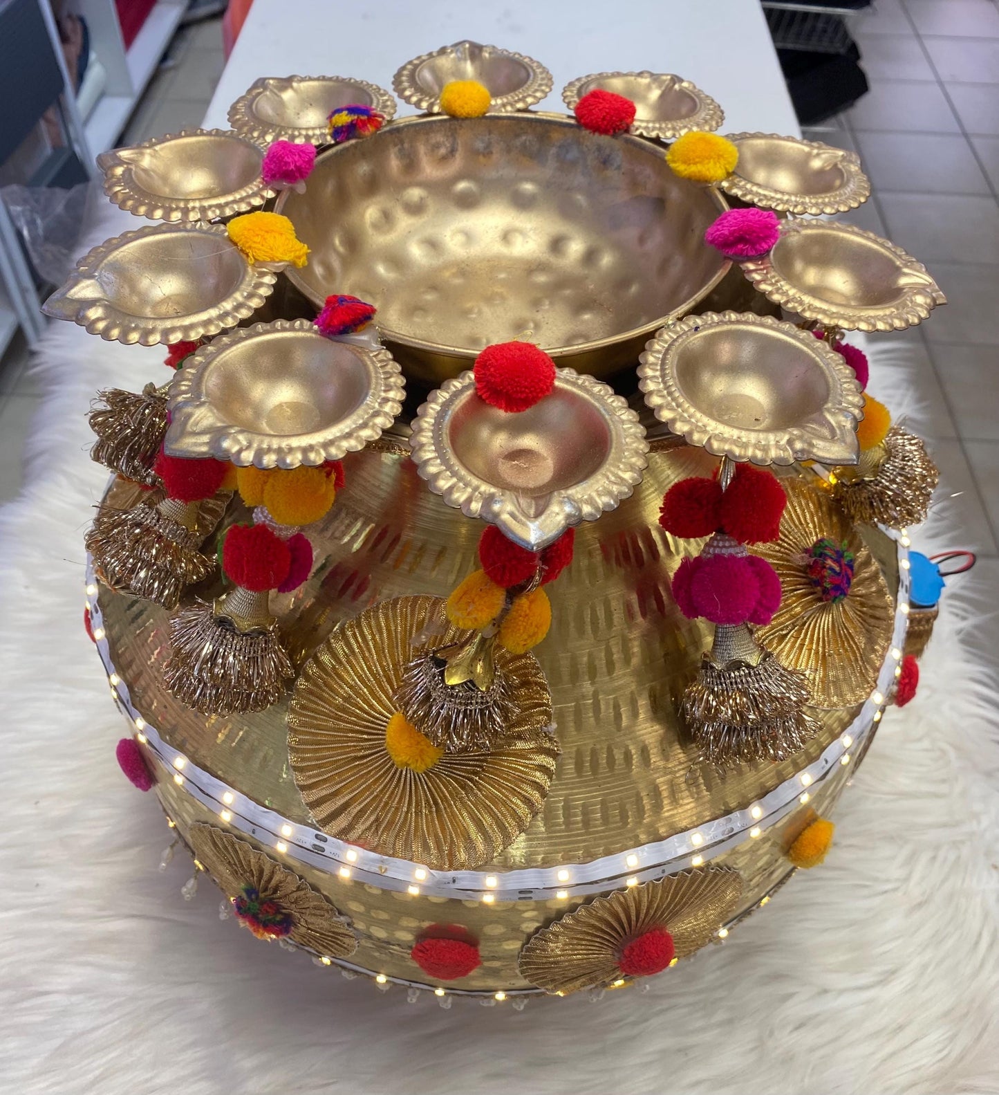 Wedding Accessories-Traditional Heavy pital Decorative Jago with Led Lights /Bride and Groom/Jaggo Function