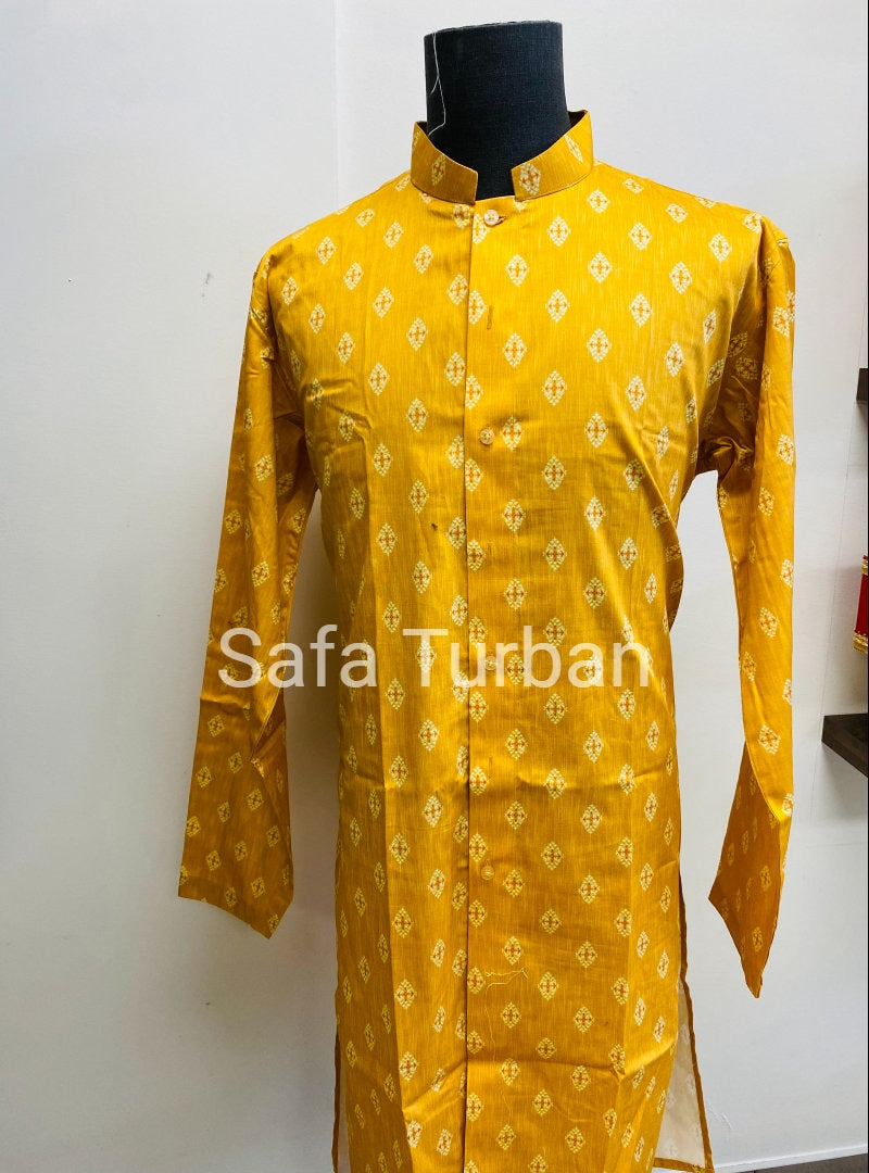 Classic Yellow Kurta Pyjama Set For Men