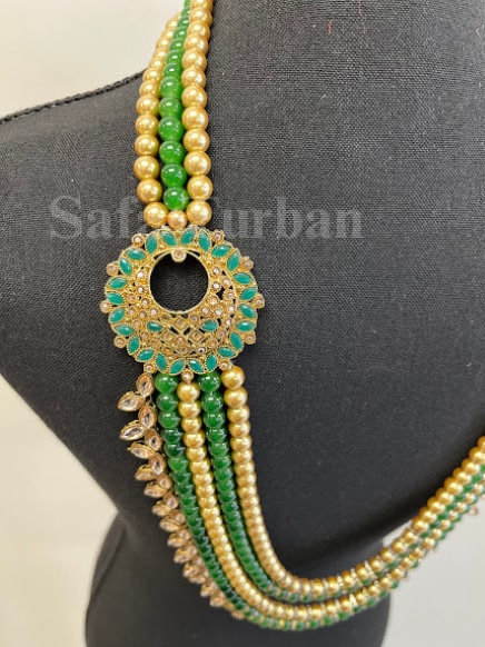Indian Wedding- Pearl Necklace with Brooch and Kundan layer for Men/Groom for Wedding (5Layers Pearl)