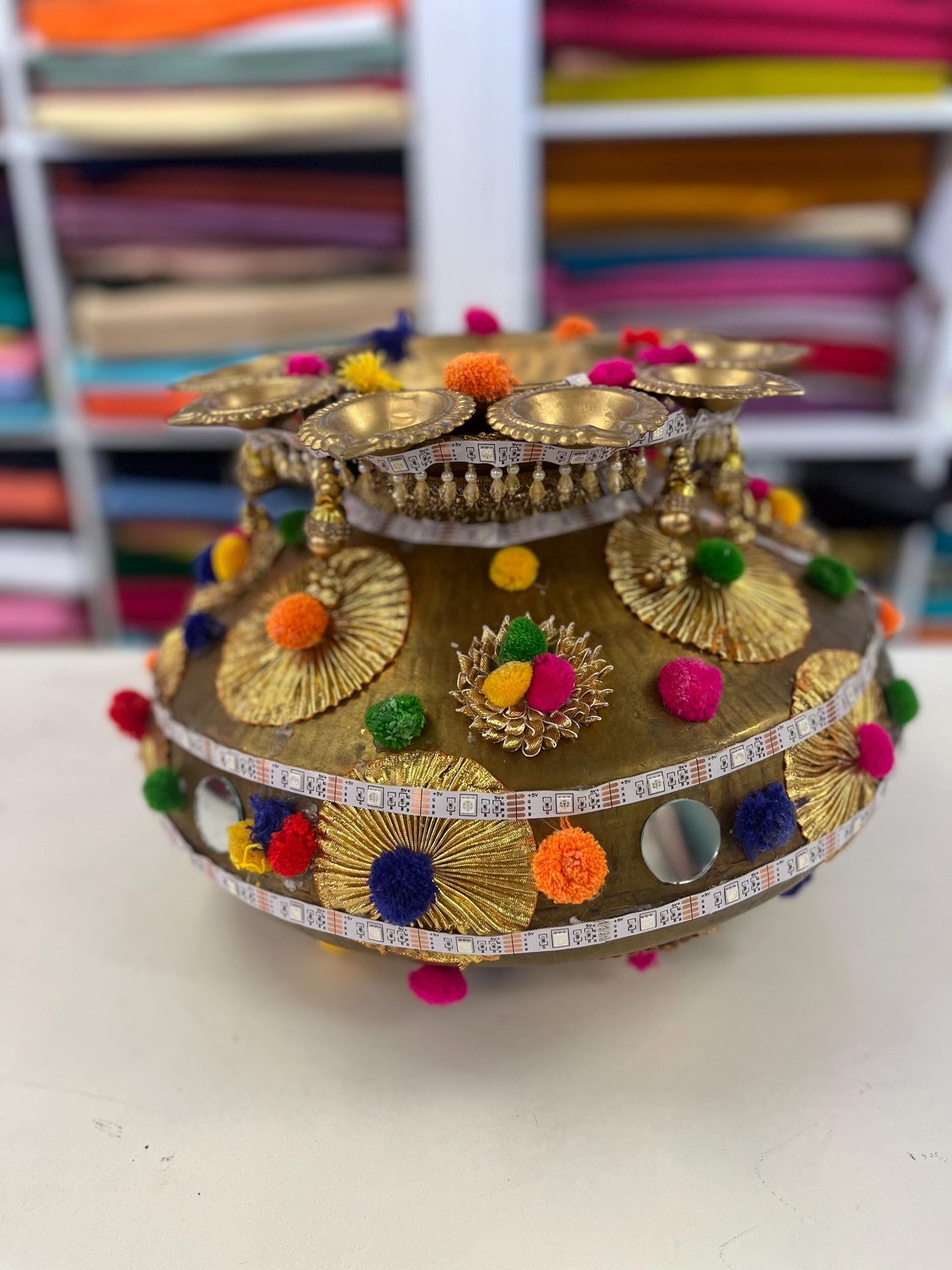 Wedding Accessories-Traditional Heavy pital Decorative Jago with Led Lights /Bride and Groom/Jaggo Function