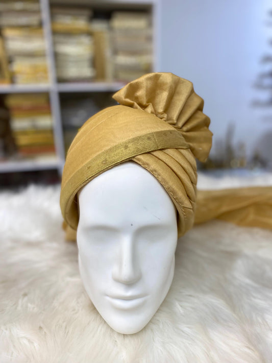 Groom Wedding Turban- Golden AdjustableTurban(with velcro)- Safa Turban/Pagdi/Premade Turban/ Wedding Safa/Turban/Pagdi for Men