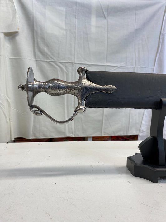 Indian Wedding Decorative Sword/Kirpan/Khanda- Blue Leather Khanda with hand engraving handle