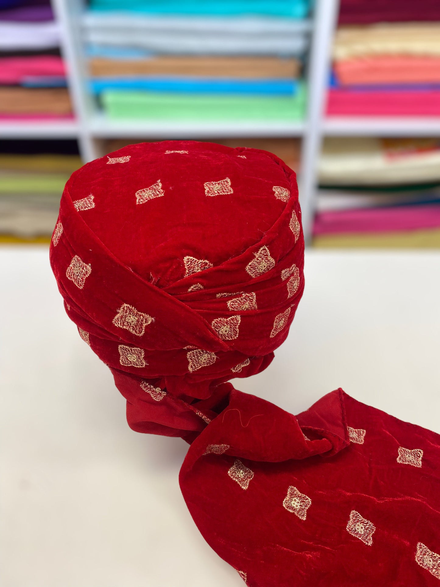 Groom Wedding Turban-Red Velvet Turban- Safa Turban/Pagdi/Premade Turban/ Wedding Safa/Turban/Pagdi for Men (Groom)/ Thalapa