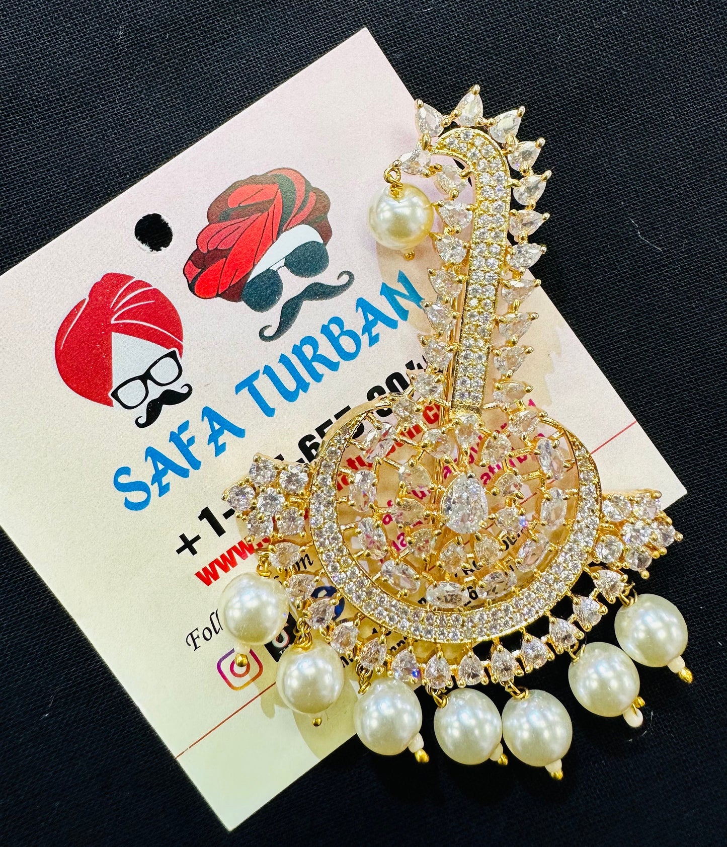 Indian Groom Wedding Accessories- pink diamond Kalangi/Kalgi for Men's Safa/Groom Pagdi