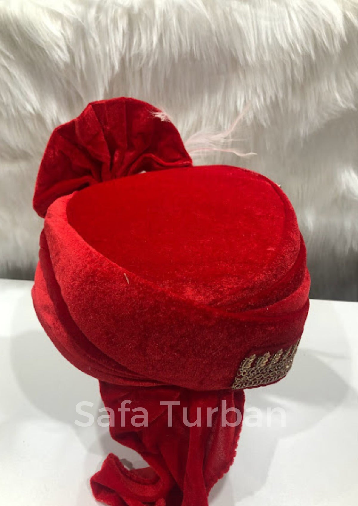 Groom Wedding Turban- Red Velvet Turban- Safa Turban/Pagdi/Premade Turban/ Wedding Safa/Turban/Pagdi for Men (Groom)/ Thalapa