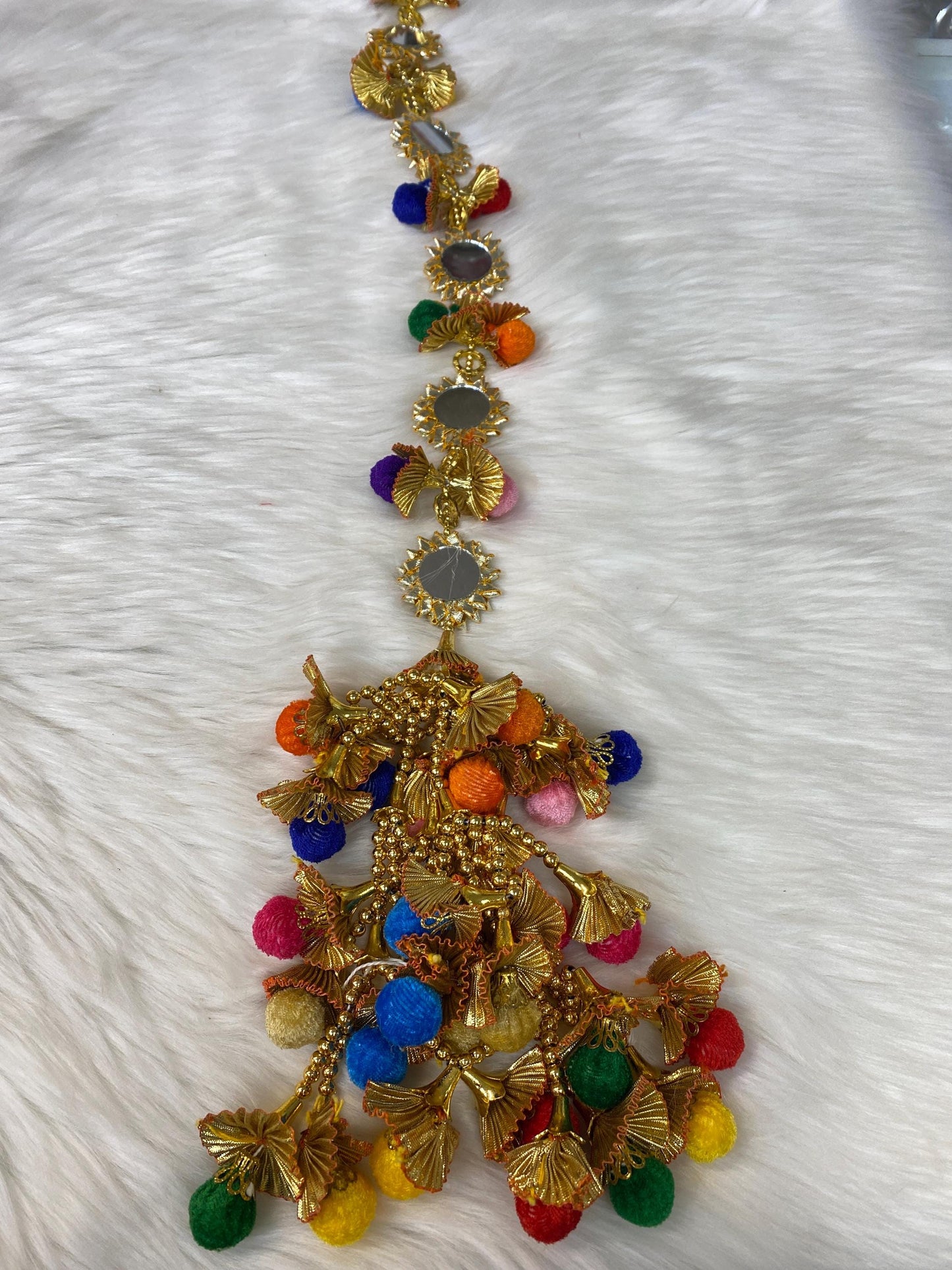 Punjabi Multi Colour Fabric Parandi Tassles Hair Extensions with Beads for Women and Girls (Sold per piece)