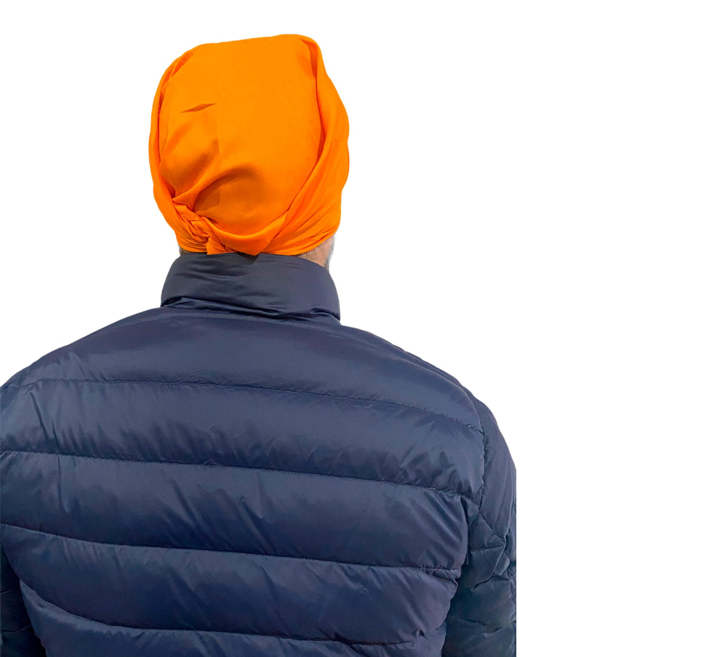 Sikh Patka- Kesari and Blue for Adults (unisex) with Khanda Sign in front