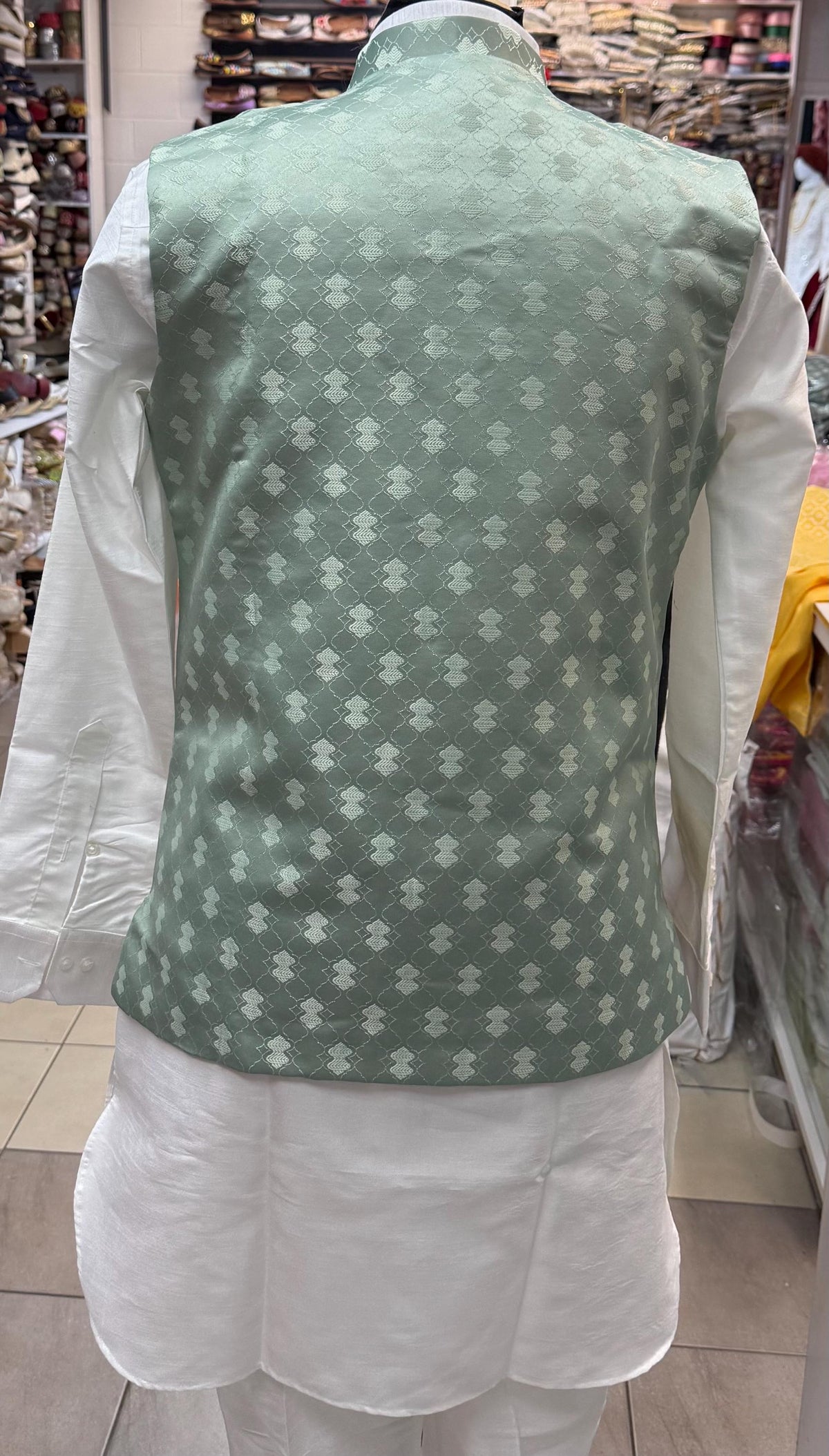 Designer Mint Green (Sage Green) Men Vest- Wedding Vest, Kurta Pajama Vest, Casual Wear (Size available 38,40,42,44,46)