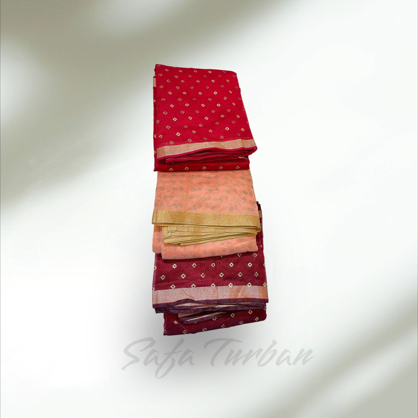 Men's Traditional Turban Fabric/Safa/Pagdi/Pheta Cloth (Red/Peach/Maroon) for Barati/Groom/Social Occasion