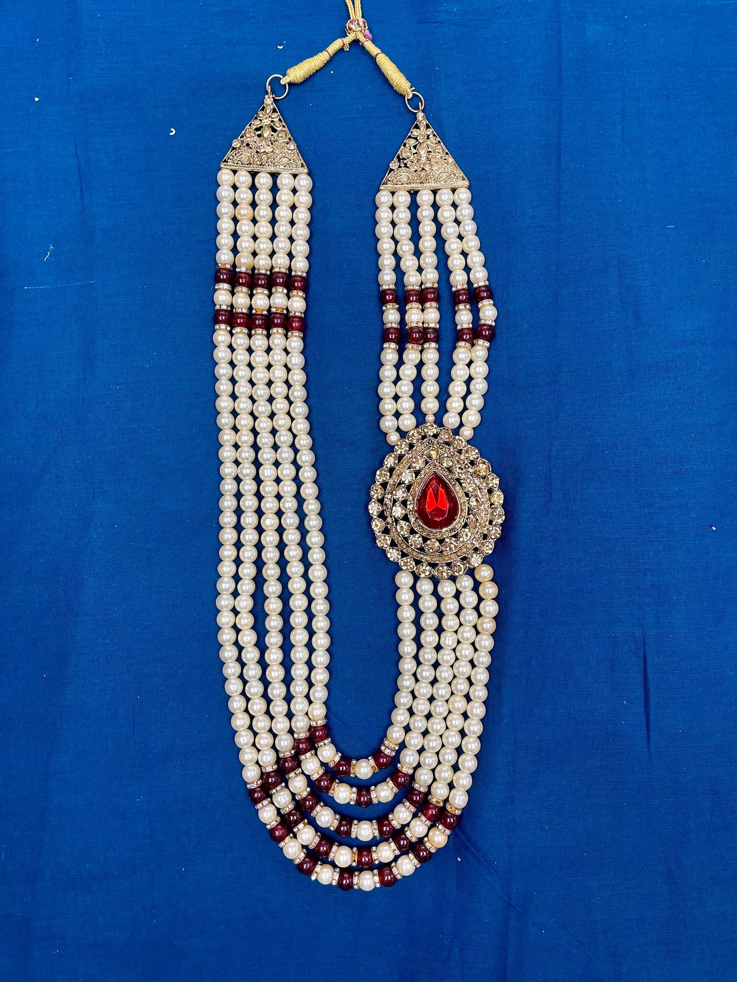 Indian Wedding- Pearl Stone & Studded Necklace for Men/Groom for Wedding