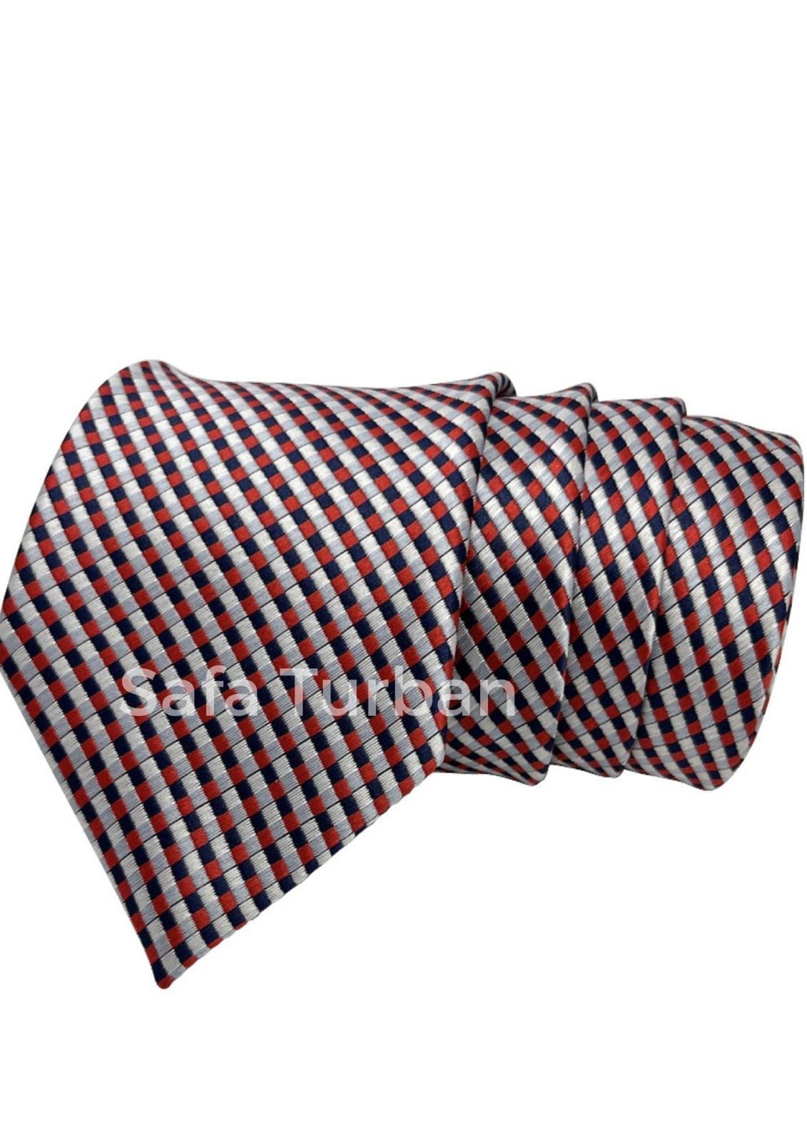 Mens Plaid Micro Self Silk Necktie Gift Set With Pocket Square