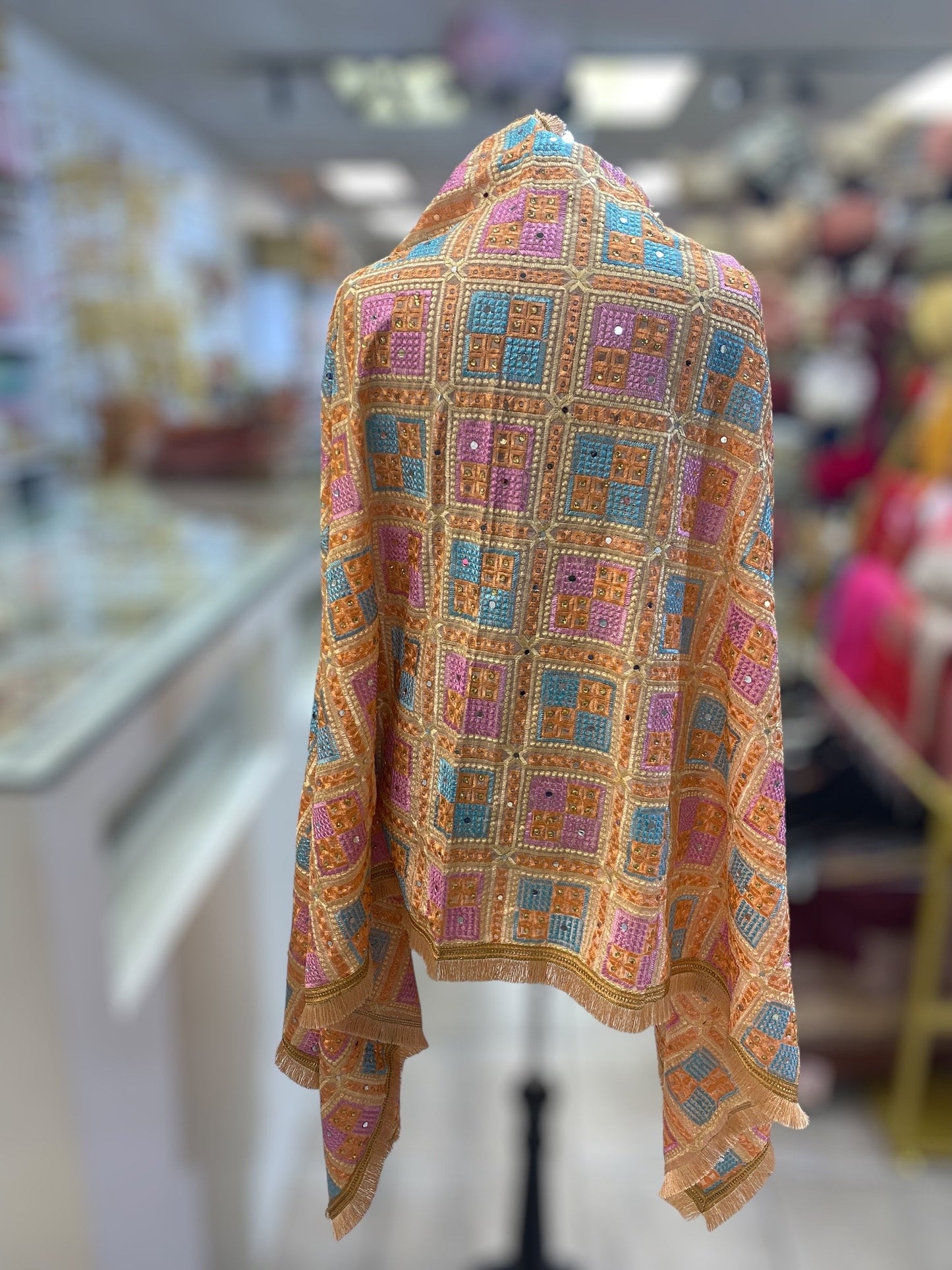 Phulkari Dupatta- Women's Beautiful Phulkari Dupatta, Scarf,Multicoloured Phulkari Chunni, Dupatta